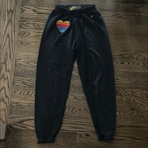 Aviator Nation Rainbow Heart Stitch Sweatpants XS